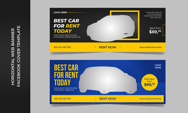 Car Rental Promotion Horizontal Banner Or Facebook Cover Template