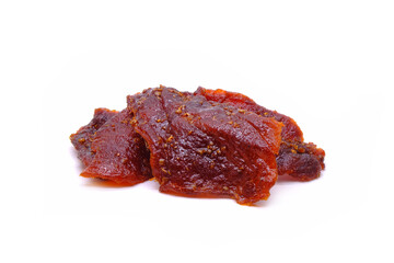 Beef jerky isolated on white background. Thai style Beef jerky