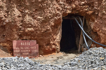 Entrance into a silver mine of Cerro Rico in Potosi, Bolivia, South America. The richest mine of...