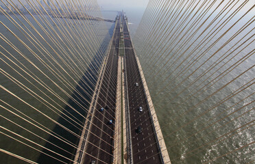 View of Bandra-Worli Sea link bridge from above. It is one of the most popular infra structure...