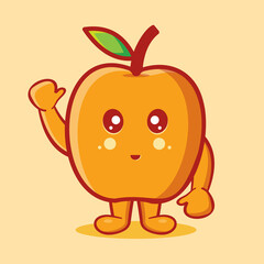 cute apricot fruit mascot smiling isolated cartoon in flat style