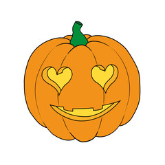 calabaza halloween ojos de corazón dibujo
