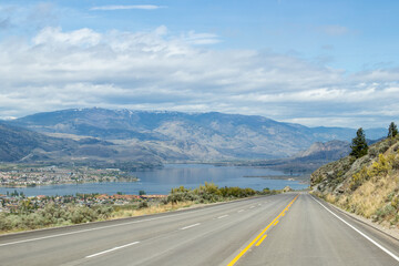 Fototapeta premium Highway from Anarchist Mountain in Osoyoos, BC, British Columbia