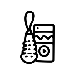 vibrator dildo with controller line vector doodle simple icon