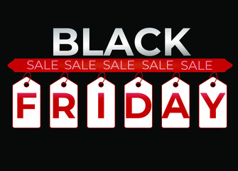 Black Friday offer banner with red and silver gradient tag