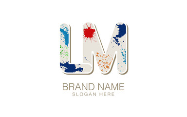 Double "LM" logo. The design consists of only one continuous line that ties itself into an "LM" shape. Colored paint splash, elegant and very branded. Simple, elegant and very attractive.
