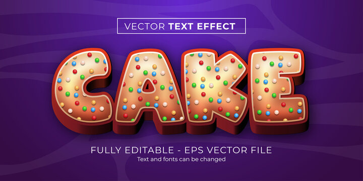 Editable text effect 3d cake style