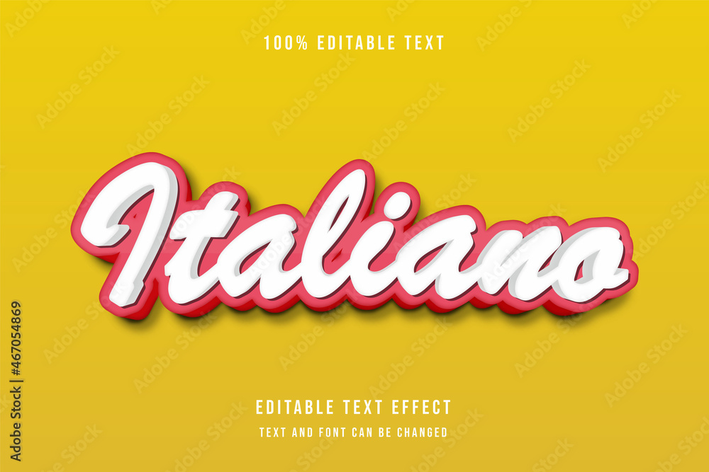 Aufkleber italian o,3 dimensions editable text effect red pattern modern shadow style