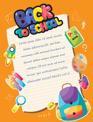 Fototapeta premium paper note vector frame background art design back to school 09