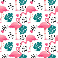 Tropical flamingo seamless pattern,pink flamingo vector pattern.