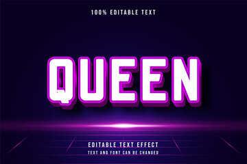 Queen,,3 dimensions editable text effect pink gradation modern futurist style