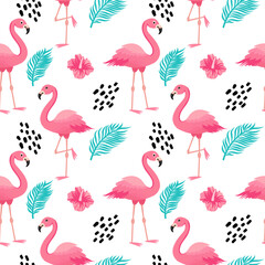 Tropical flamingo seamless pattern,pink flamingo vector pattern.