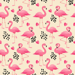 Tropical flamingo seamless pattern,pink flamingo vector pattern.