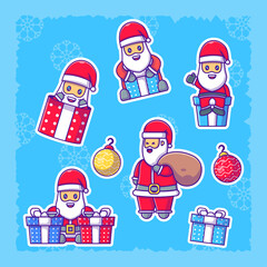 Cute Santa Claus christmas stickers set