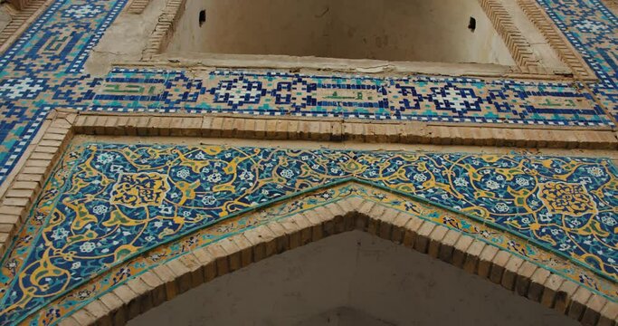 Bukhara city, Uzbekistan Abdul Aziz Khan Madrassa. Built in 1651. Front Tiles Silk Road decor. 3 of 12