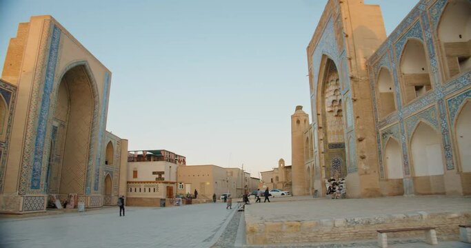 Bukhara city, Uzbekistan Abdul Aziz Khan Madrassa. Built in 1651. Tiles and Silk Road decor. 1 of 12