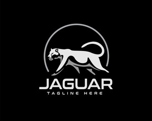 walking jaguar cat lion panther leopard drawn art black background logo template illustration © ShiipArts
