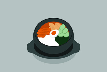 Bibimbap Korean Food Vector Illustration