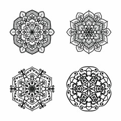 SET Vector round abstract circle. Mandala style.