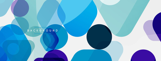 Color bubbles and rounded geometric shapes on white. Vector geometric minimal abstract background for wallpaper, banner, background, landing page