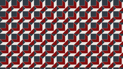 Gray squares with red seamless geometric pattern, gift wrapping