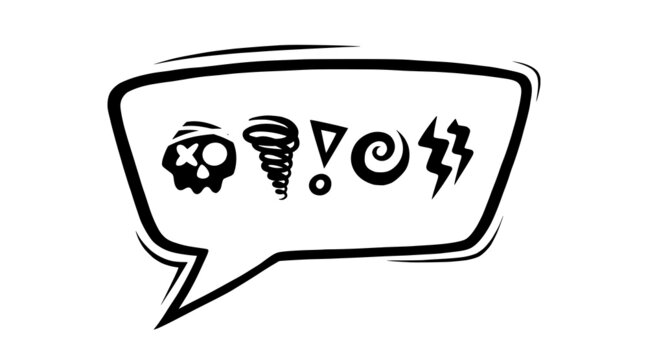 Swearing speech bubble censored with symbols. Hand drawn swear words in text bubbles to express exclamation and harsh mood. Vector illustration isolated in white background