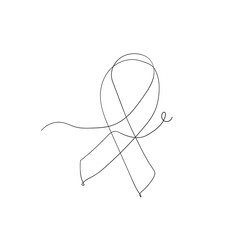hand drawn awareness ribbon illustration in continuous line drawing