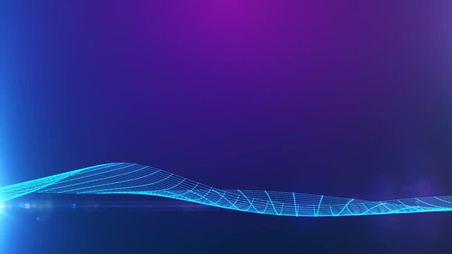 Abstract waving wireframe grid of lines