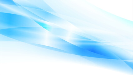 Bright blue glossy flowing waves abstract background