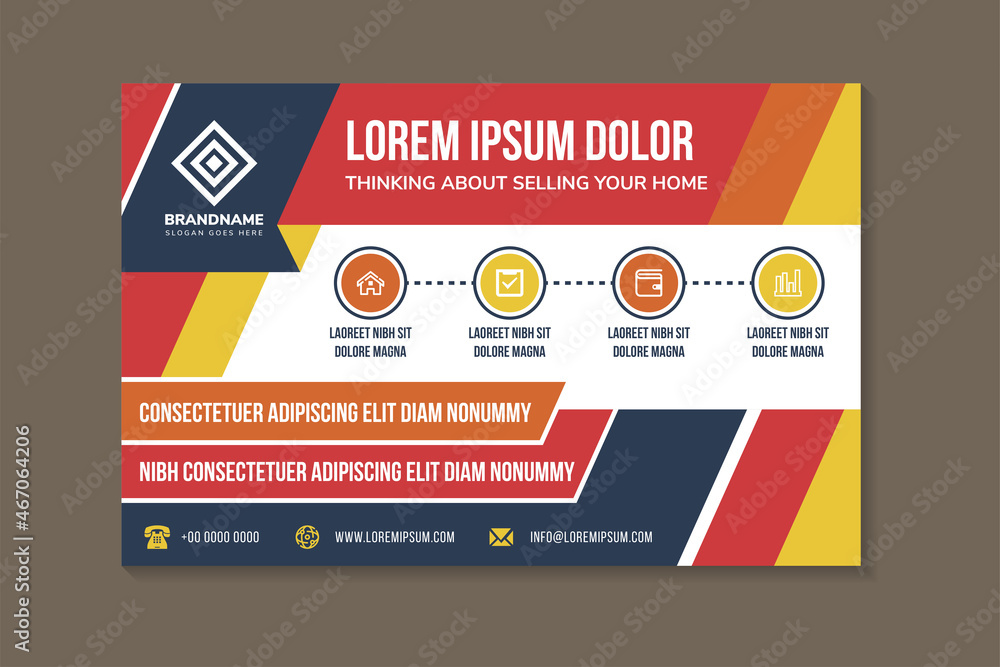 Poster thinking about selling your home banner design template use horizontal layout with flat white in the