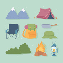 set of camping