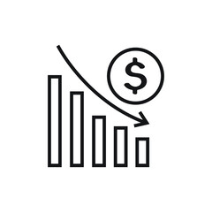 Financial risk icon  benefit reduce dollar  reduction cost  vector illustration