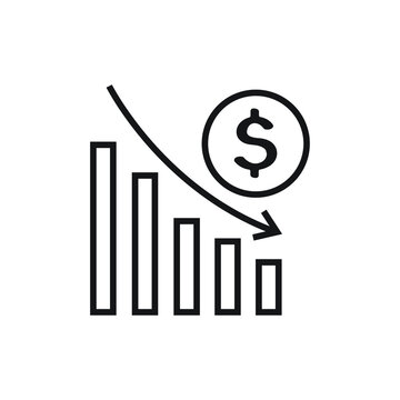 Financial risk icon  benefit reduce dollar  reduction cost  vector illustration