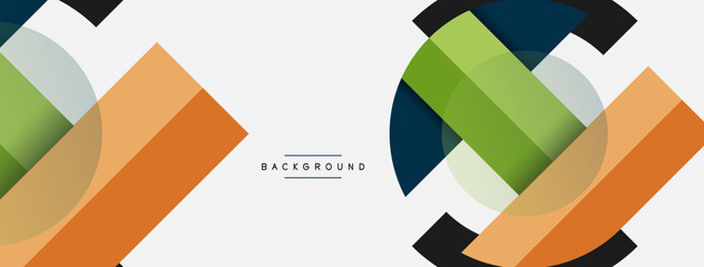 Geometric shapes composition abstract background. Circles lines and rectangles. Vector illustration for wallpaper banner background or landing page