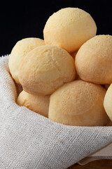 Cheese bread (pao de queijo) closeup.