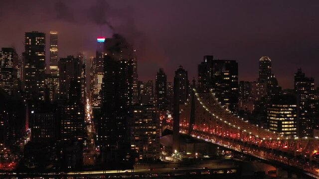 Midtown New York City and the Queensboro 59th Street Bridge at twilight