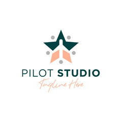 Obraz premium airplane transportation inspiration illustration logo