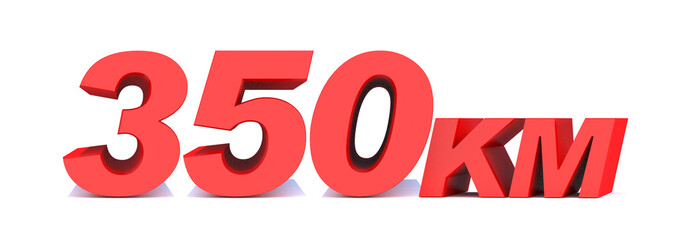 350 km word on white background. 3d illustration 