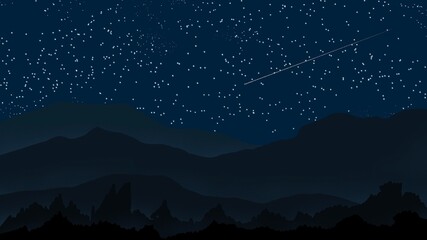 Obraz premium starry night in the night sky landscape.