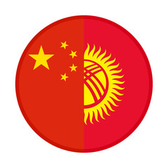 round icon with china and kyrgyzstan flags. vector illustration isolated on white background	
