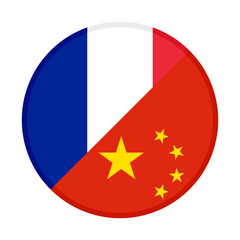 round icon with china and france flags. vector illustration isolated on white background	