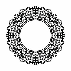 Frame in eastern tradition. Stylized with henna tattoos decorative pattern for decorating covers for book  notebook  casket  magazine  postcard and folder. Flower mandala in mehndi style..