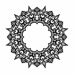 Frame in eastern tradition. Stylized with henna tattoos decorative pattern for decorating covers for book  notebook  casket  magazine  postcard and folder. Flower mandala in mehndi style..