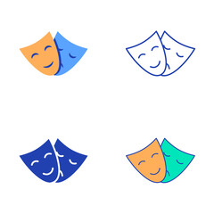 Bipolar disorder icon set in flat and line style