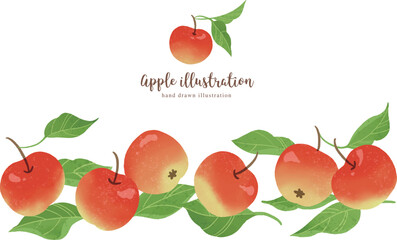 ナチュラルなタッチのりんごのイラスト/横レイアウト
