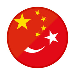 round icon with china and turkey flags. vector illustration isolated on white background	
