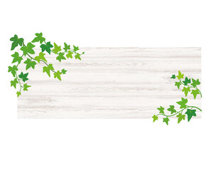 葉っぱ付きの白木目フレーム　アイビー　掲示板　看板
