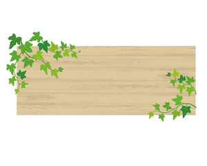葉っぱ付きの木目フレーム　アイビー　掲示板　看板