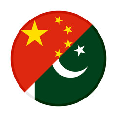 round icon with china and pakistan flags. vector illustration isolated on white background	
