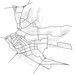 Irkutsk city map. Line scheme of roads. Town streets on the plan. Urban environment, architectural background. Vector